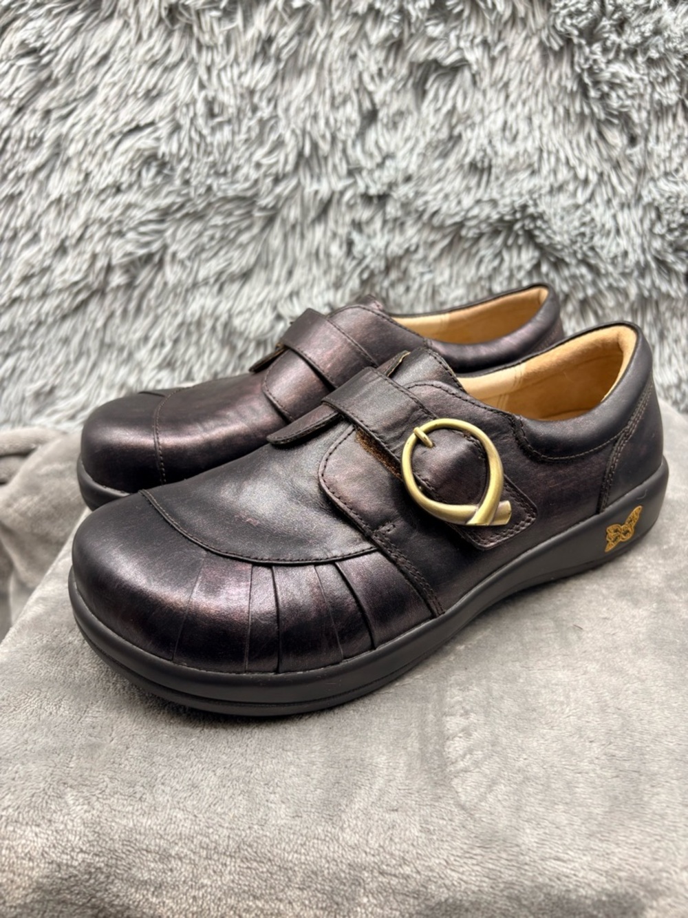 Alegria Loafers Womens 38 US 8 8.5 Khloe Slip On KHL-512 Adjustable Strap Black